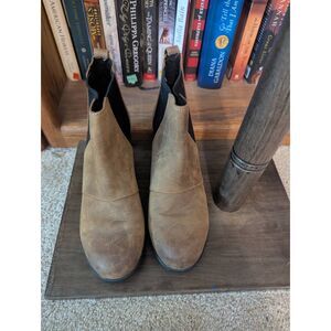 Sorel Joan of Arctic Wedge Chelsea Booties Womens Size 9 Brown Leather Boots